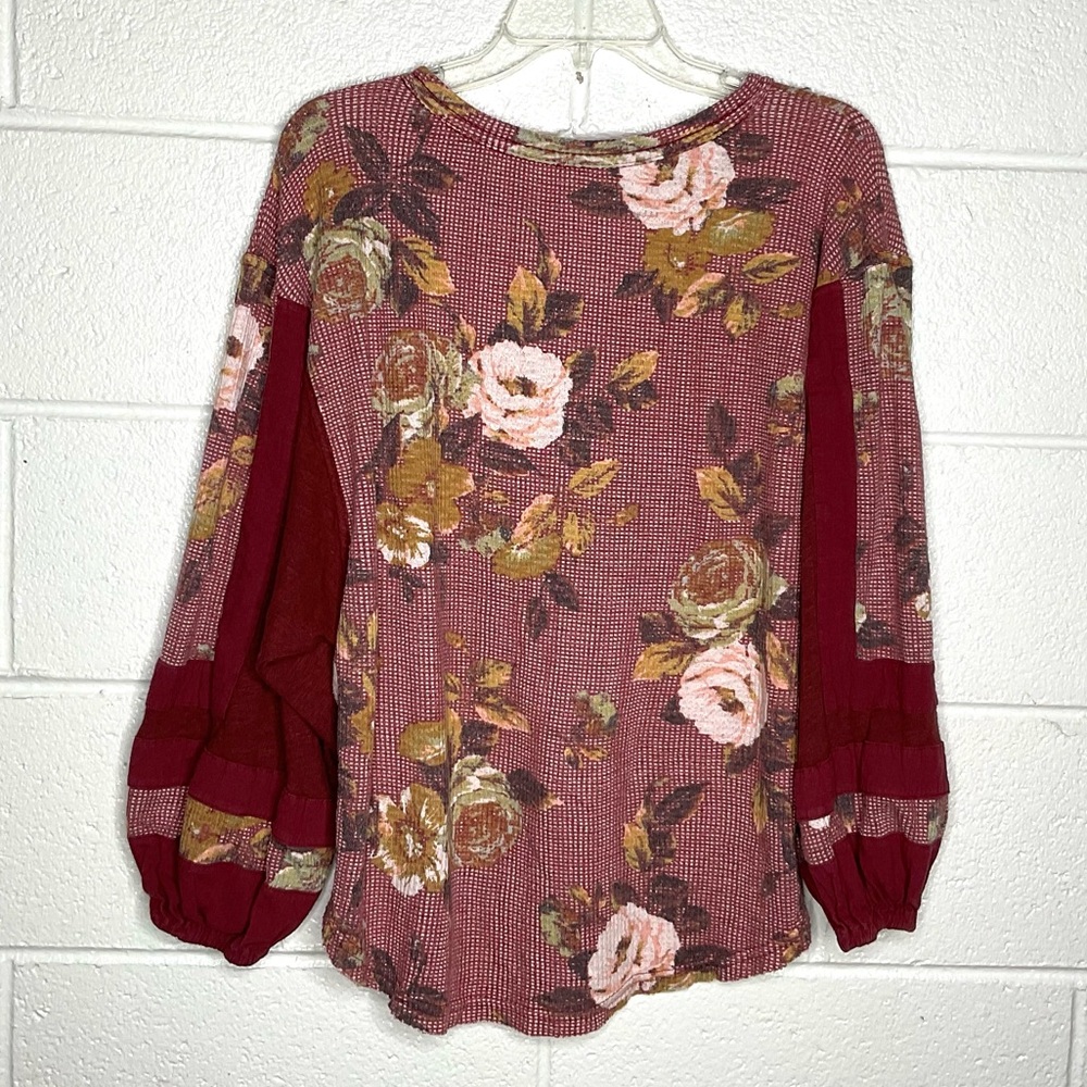 < Free People Flower Patch Waffle Thermal Top > - Picture 5 of 5